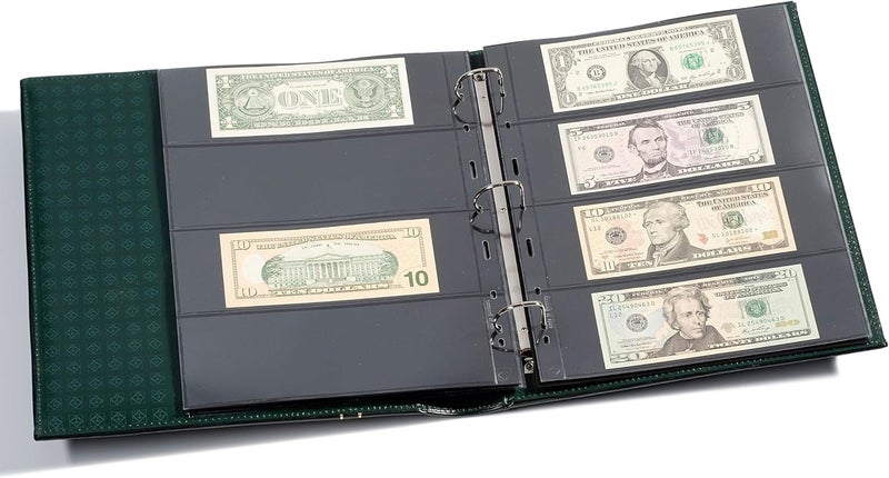 Lighthouse - GRANDE Classic Currency Album Set, 3-Ring Binder with 20 Pages for 80 Raw Modern US Banknotes - Green - Image 2